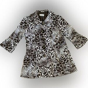 APPRAISAL light statement button jacket with bell sleeves, brown & cream, Large
